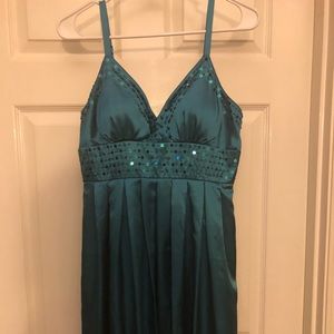 Too Cute Dark Teal Dress W Sequence Embellishment